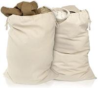 ELES VIDA® - XXL Sacs à linge 2 sets 70 x 90 cm 100% coton - XL Extra large Heavy Duty Sac à linge - durable, Avec cordon de serrage, Collecteur de linge de voyage Boîte à linge Sac Couleur Naturelle