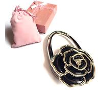 Elesa Miracle Purse Hook8 Choix pliable Sac à main Hanger Table pliante, Cintre, avec une pochette en velours dans une boîte cadeau, floral/noir, 2 x 2.6 x 1.0 Inch