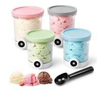 ELESKY 4 Pots à Glace Compatibles avec Ninja CREAMi Swirl NC700/NC701EU | Avec couvercles colorés, sans BPA et compatibles lave-vaisselle, pour préparer, conserver et servir glaces et sorbets.