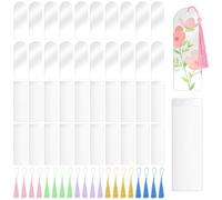 Elesunory Lot de 60 marque-pages vierges en acrylique, 60 pompons assortis et sacs en PVC inclus, kit de marque-page transparent pour travaux manuels, étiquettes cadeaux, accessoires de lecture