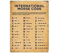 Eletina Affiche en étain rétro en métal avec code Morse international, poster 20,3 cm x 30,4 cm, décor mural, cadeau pour les amateurs de code Morse, plaque imperméable, décoration pour la maison