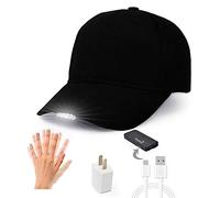 ELEtina Casquette de baseball LED rechargeable avec câble USB et batterie, convient pour le camping en plein air, la pêche de nuit, l'escalade, la randonnée et la réparation automatique (Noir)
