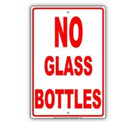 Eletina Panneau d'avertissement « No Glass Bottles Safety Restriction » - 30,5 x 20,3 cm - En aluminium