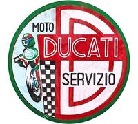 ELETINA Plaque métallique rétro Ducati Service Sign Vintage Circulaire Rétro Plaque Plaque Extérieur Maison Cave Garage Bar Décoration Murale Vintage Plaque en Métal 20,3 x 30,5 cm