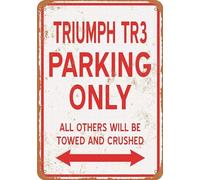 Eletina Plaque métallique rétro Triumph TR3 Parking Only 20,3 x 30,5 cm