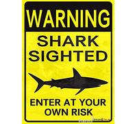 Eletina twinkle Plaque en métal avec inscription « Warning Shark Sighted Enter at Your Own Risk with Graphic Dangerous » - 20,3 x 30,5 cm