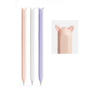 ELETIUO Lot de 3 coques en silicone compatibles avec Apple Pencil 2e génération, accessoires compatibles avec le chargement magnétique et double robinet (blanc, rose, violet)