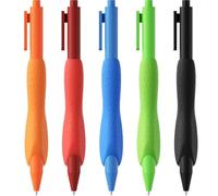 ELETIUO Lot de 5 stylos à bille ergonomiques, pointe moyenne de 1 mm, stylo rétractable avec poignée en silicone antidérapante, design d'équilibre du centre de gravité pour une écriture fluide pour