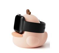 ELETIUO Support de chargeur compatible avec Apple Watch Series 49/46/45/44/42/41/40/38 mm, iWatch Ultra2/Ultra/10/9/8/SE2/7/6/SE/5/4/3/2/1, station d'accueil en silicone motif canard mignon compatible