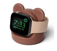ELETIUO Support de chargeur en silicone compatible avec Apple Watch Series 8/Ultra/SE2/7/6/SE/5/4/3/2/1 (49/45/44/42/41/40/38 mm), station de charge Bear iWatch - Prend en charge le mode table de nuit