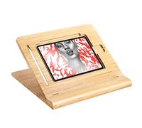 ELETIUO Support de Tablette de Bureau réglable en Hauteur, Support Pliable en Bambou, Support Portable Multi-Angle, Compatible avec iPad Pro 3/4e génération 12,9"