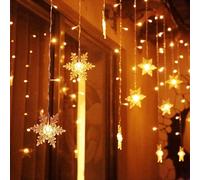 ELEUTH Rideau Lumineux Noël de Flocon de Neige,94LED Decoration Intérieur de Guirlandes 8 Modes d'Eclairage et IP44 Etanche Rideau Lumineuse pour Fenêtre,Carnaval,Mariage,Patio