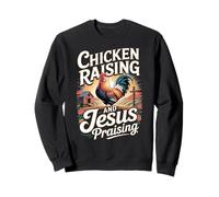 Élevage de poulet et Jésus louant la ferme de campagne Sweatshirt