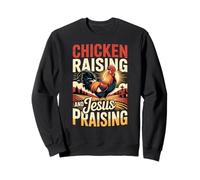 Élevage de poulet et Jésus louant la ferme de campagne Sweatshirt