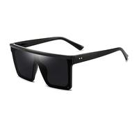 Elevanty Lunettes de soleil carrées pour homme - Grandes Grosse Lunette de Soleil avec couvercle plat pour homme et femme, Noir