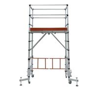 Elevate Échafaudage Roulant Aluminium Hauteur de Travail 3 m 10 marches | Plateforme réglable, garde-corps latéraux, roulettes freinées et pieds stabilisateurs. Charge maximale 150 kg, norme EN 131.