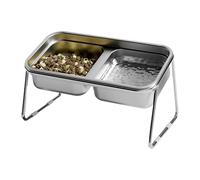 Elevated Cat Bowl - Double Raised Stainless Steel Cat Food & Water Bowl | 15° Inclined Pet Feeder for Small, Medium, Large Cats with Anti-Slip Base, Comfortable Eating, Healthy Digestion