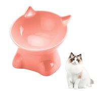 Elevated Cat Bowl with 15° Tilted Design, Cat Bowl for Food and Water for Cats, Perfect for Pets Cats and Puppies (Pink, Plain)