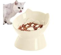 Elevated Cat Bowls, Ceramic Slow Feeder, Lifted Cat Food Bowl for Home, Kitchen, Dining Area, Living Room, Apartment, Patio, Indoor, Outdoor, Pets