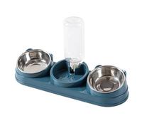 Elevated Cat Bowls - Pet Feeding Station for Small Dog Kitten Bunny Indoor Outdoor Use | Abs with Stainless Steel Bowl and Water Bottle Feeder Non Slip Design for Drinking Eating Home Apartment Dorm