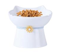 Elevated Cat Bowls, Raised Cat Bowl, Cat Bowls Elevated, Ceramic Elevated Cat Bowls Designed to Reduce Vomiting Whisker Friendly Tilted Food Dishes for Indoor Cats