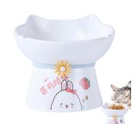 Elevated Cat Bowls, Raised Cat Bowl, Cat Bowls Elevated, Ceramic Elevated Cat Bowls Designed to Reduce Vomiting Whisker Friendly Tilted Food Dishes for Indoor Cats