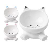 Elevated Cat Bowls - Slanted Ceramic Feeder, Non Slip Dining Dish, Spill Proof Raised Station Comfortable Whisker Friendly Companion Serving for Kitten Puppy Eating Drinking Apartment City Living