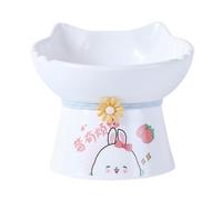 Elevated Cat Bowls, Tilted Feeder, Ceramic Anti-Vomit Food Dish, Whisker Friendly Design, Comfortable Eating Bowl for Indoor Pets, Kittens and Cats of All Ages, 14.3x9.4x12.8cm