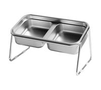 Elevated Cat Food Bowl, Raised Cat Bowl, Double Bowl Cat Feeder, Stainless Steel Pet Bowls, 15-Degree Inclined Elevated Food Bowls Set, Ideal for Small, Medium, and Large Cats for Easy Eating