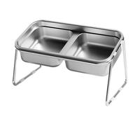Elevated Cat Food Bowl, Raised Cat Bowl, Double Bowl Cat Feeder, Stainless Steel Pet Bowls, 15-Degree Inclined Elevated Food Bowls Set, Ideal for Small, Medium, and Large Cats for Easy Eating