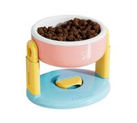 Elevated Cat Food Bowl, Raised Tilted Pet Feeder, Adjustable Height Suction Cup Base, Anti-Vomiting Food Water Bowl for Cats, Kittens, Healthy Digestion 7.48x6.3x5.71 inch