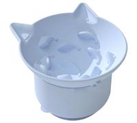 Elevated Cat Food Bowl, Tilted Raised Feeder, Adjustable Angle Dish, Non Slip Suction Base, Ergonomic Design, for Cats, Kitten, Small Dogs, Food and Water Bowl for Fat Faced Feline