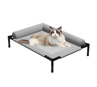Elevated Dog Bed, Cooling Pet Bed with Pillow, Breathable Mesh Design, Washable and Sturdy for Outdoor, Indoor, Camping, Patio, Sunbathing, Travel Comfort Gray, Blue