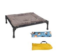 Elevated Dog Bed - Portable Raised Pet Cot With Quick-Fold Bracket, Features Oversized No-Sink Pivoting Mud Feet For Beach And Camping, Heavy Duty Anti-Sag Steel Frame Support | For Outside Indoor