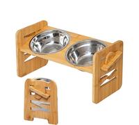 Elevated Dog Bowls, Pet Feeding Station, 15.75x7.09x7.68 inch Adjustable Stand & Space Saving, Double Stainless Steel Containers for Water, Food, Dining Setup to Cats, and Animals