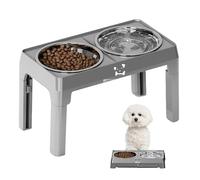 Elevated Dog Bowls, Raised Water Dish, Adjustable Feeding Station, 5 Height Level, Non-Slip Base, Easy Assembly, Ergonomic Design, Free Eating, Perfect for Puppies, Cat, Large Breed, 43x24.5x24cm