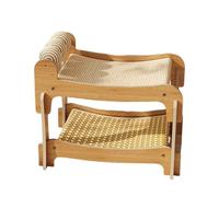 Elevated Multi-Cat Tower - Woven Rattan Pet Hammock with Scratching Post