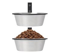 Elevated Stainless Steel Pet Feeding Bowls, Dog and Cat Bowl Set with Foldable Stand and Wall-Mount Bracket, Anti-Spill Food and Water Dish for Puppies, Cats, Bunnies, and Small Animals Indoor Feeding