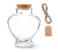 ElevateTech Bocaux en verre en forme de cœur avec bouchon en liège, mini bouteilles décoratives vides en verre avec étiquette et ficelle, joli bocal à souhaits pour bricolage, artisanat, anniversaire