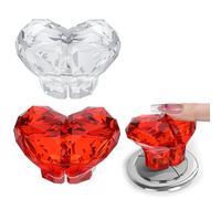 ElevateTech Lot de 2 boutons poussoirs de toilettes, en forme de cœur en cristal pour réservoir d'eau de toilette, accessoires de levage de couvercle de toilette, boutons poussoirs de réservoir de