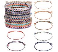 ElevateTech Lot de 30 bracelets d'amitié tissés à la main réglables avec pompons colorés en coton pour femmes, hommes et adolescents