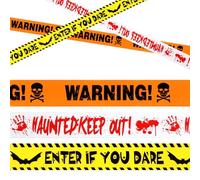 ElevateTech Lot de 6 rubans d'avertissement effrayants pour décorations d'Halloween, 7,6 cm x 9,1 m, pour maisons hantées, zones de danger, décoration de fête effrayante d'intérieur et d'extérieur