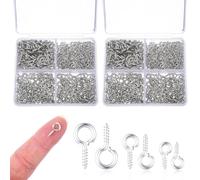 ElevateTech Lot de 860 petites vis à œillets robustes pour suspendre des œuvres d'art, des projets d'art, des diadèmes et la fabrication de bijoux (argenté)