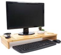 Élévation d'écran HWC-E85, support d'écran Organisateur de table Élévation d'écran, bambou 9x65x31cm