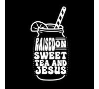 élevé au thé sucré et à Jésus Stickers artistiques en vinyle 34x66.7cm Fourni avec un kit de film de transfert Blanc