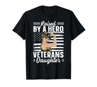 Élevée par Un héros Veterans Daughter USA Flag American Soldier T-Shirt Graphique avec Valeur