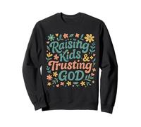 Élever les enfants et faire confiance à Dieu Famille chrétienne maman et papa Sweatshirt