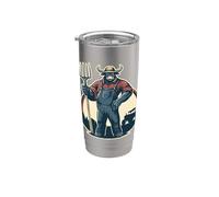 Éleveur De Taureaux Avec Fourche De Tracteur Gobelet isotherme en acier inoxydable double paroi