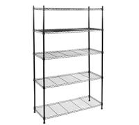 Elevon Étagères de rangement à 5 niveaux, étagère réglable en fil métallique avec pieds de nivellement, étagère de garde-manger robuste pour cuisine, garage, buanderie, bureau, entrepôt, 89 x 34 x 160