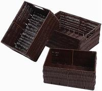 ELEVON Lot de 3 paniers de rangement en osier faits à la main Café